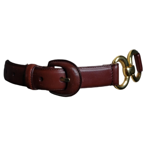 Talbots Double Brass Bit Leather Belt Equestrian Horse Riding Preppy Min… - Picture 2 of 14